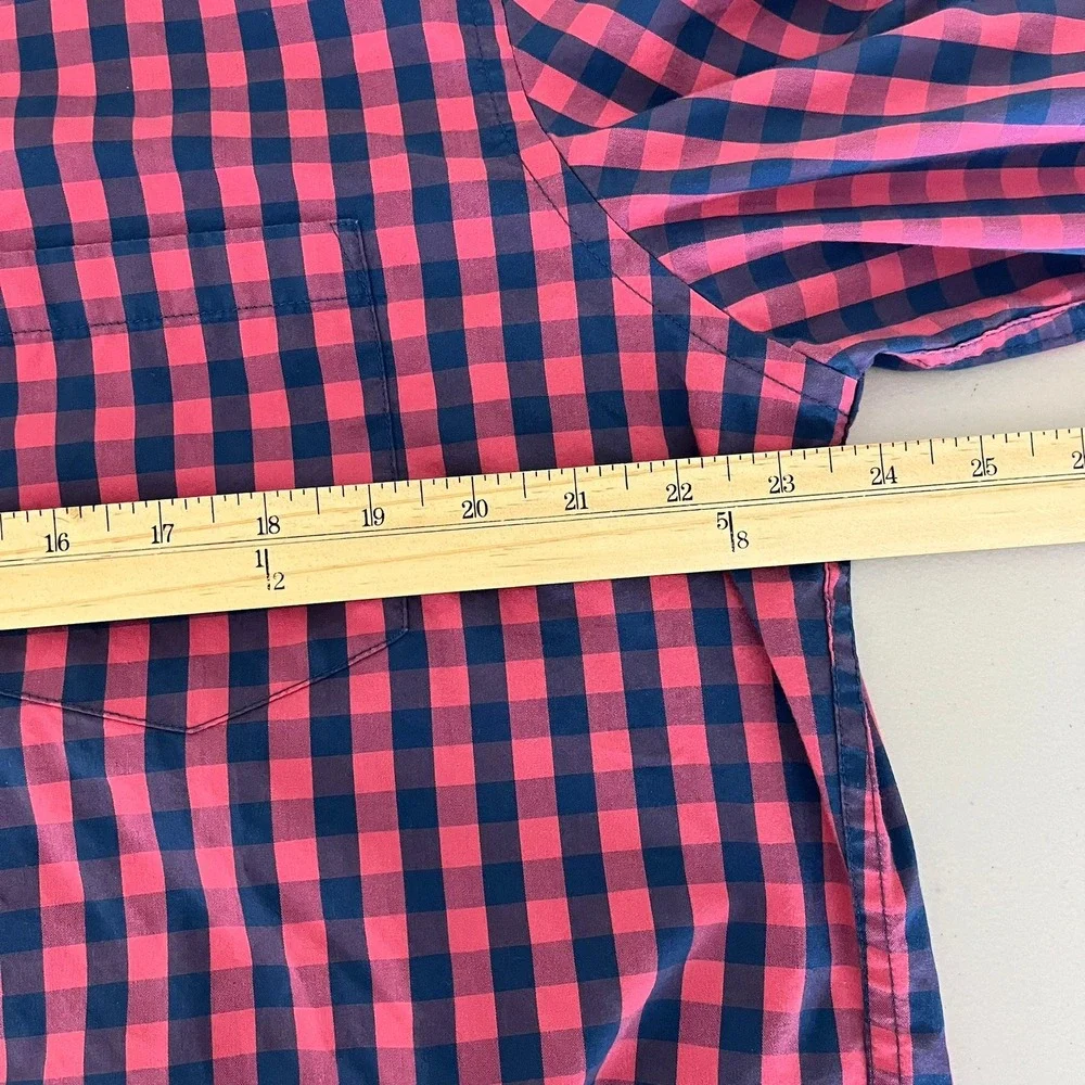 J.Crew Performance Slim Untucked Shirt Mens XL Pink Navy Blue Gingham Check